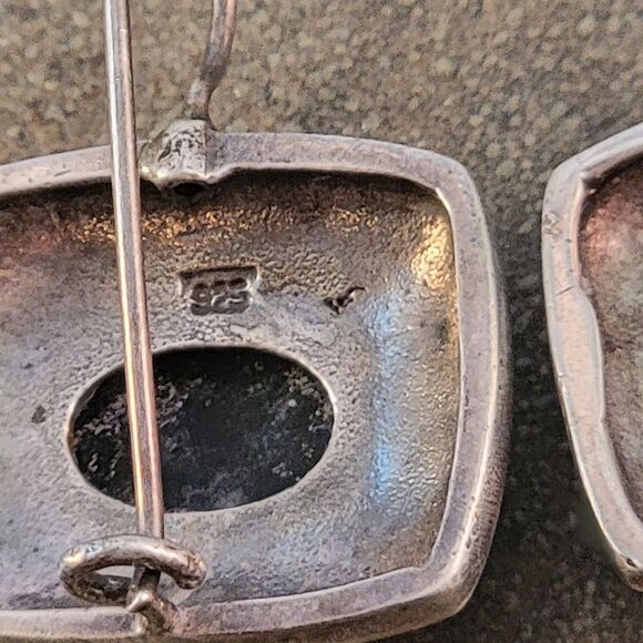 Vintage Sterling Southwestern Design Onyx Dangle Drop Earrings - Picture 8 of 9